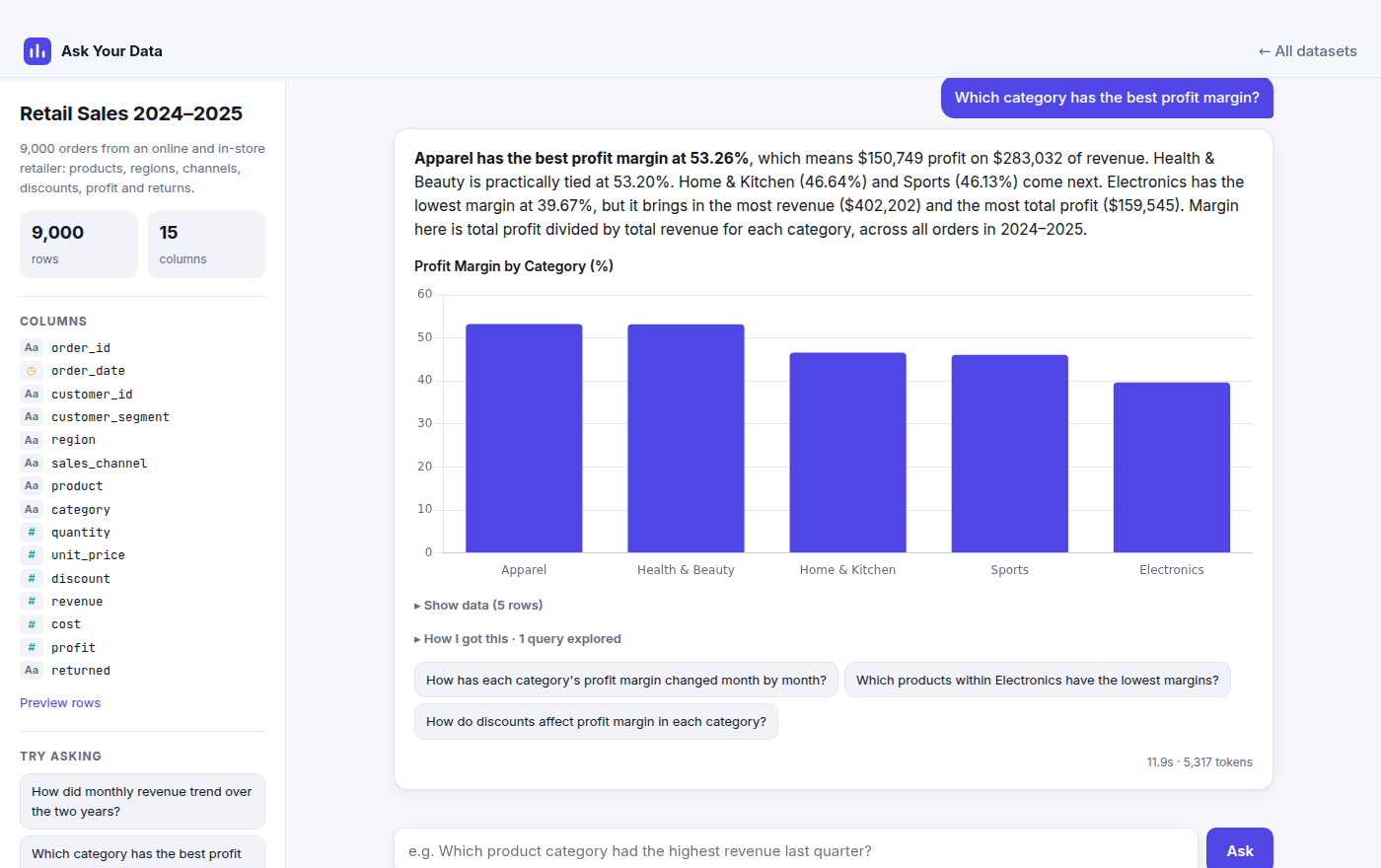 Ask Your Data app screenshot