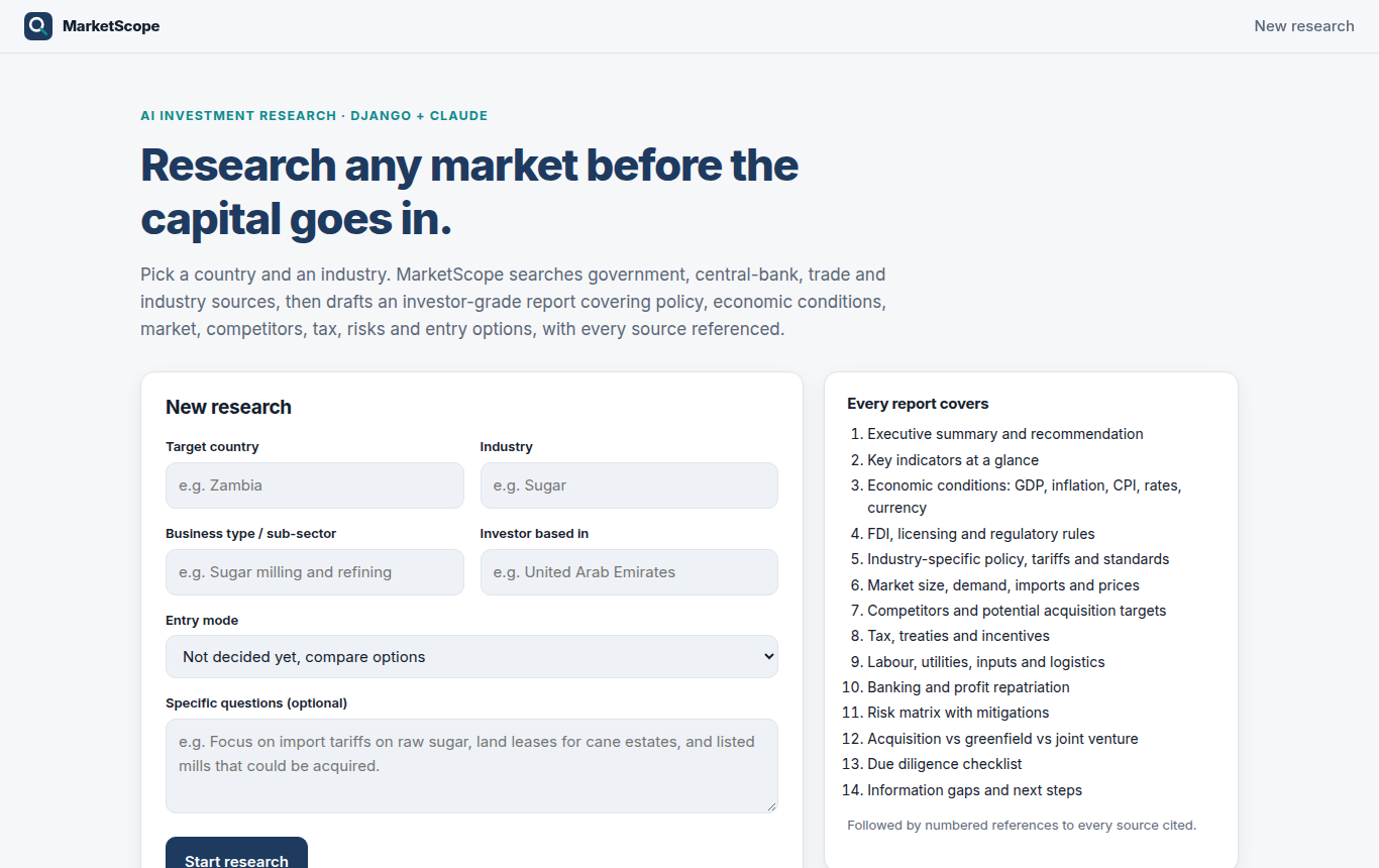 MarketScope app screenshot